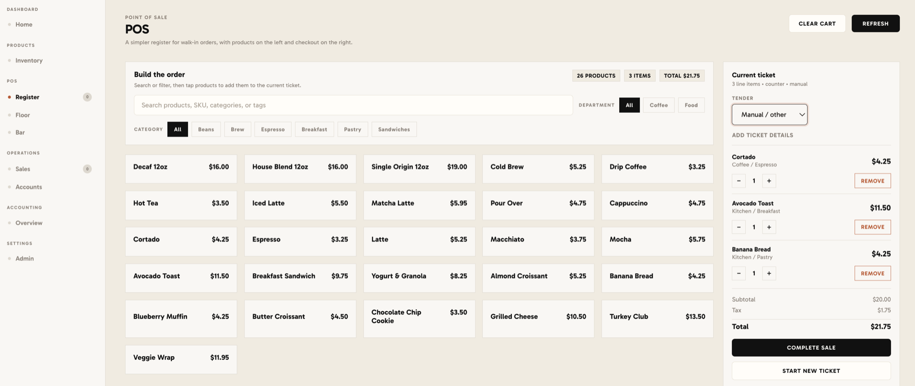 The register, catalog and live ticket